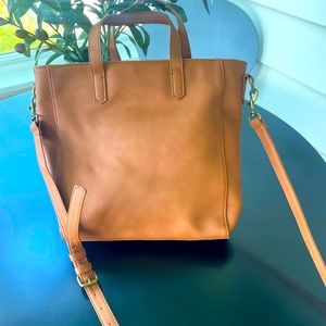 Brown leather tote